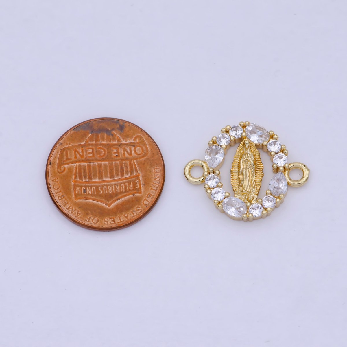 24K Gold plated Mini Lady Guadalupe Charm Connector for Bracelet Link Connector G-910 - DLUXCA