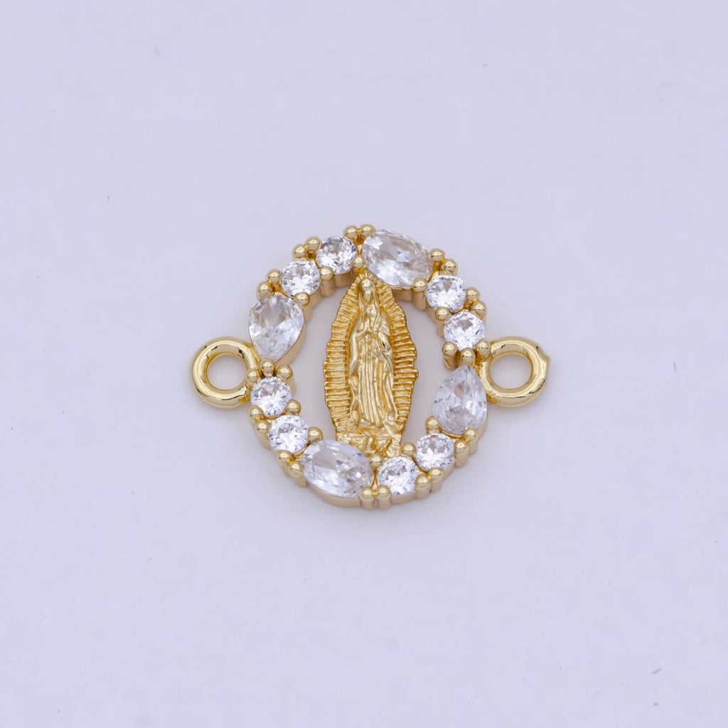 24K Gold plated Mini Lady Guadalupe Charm Connector for Bracelet Link Connector G-910 - DLUXCA