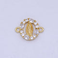 24K Gold plated Mini Lady Guadalupe Charm Connector for Bracelet Link Connector G-910 - DLUXCA