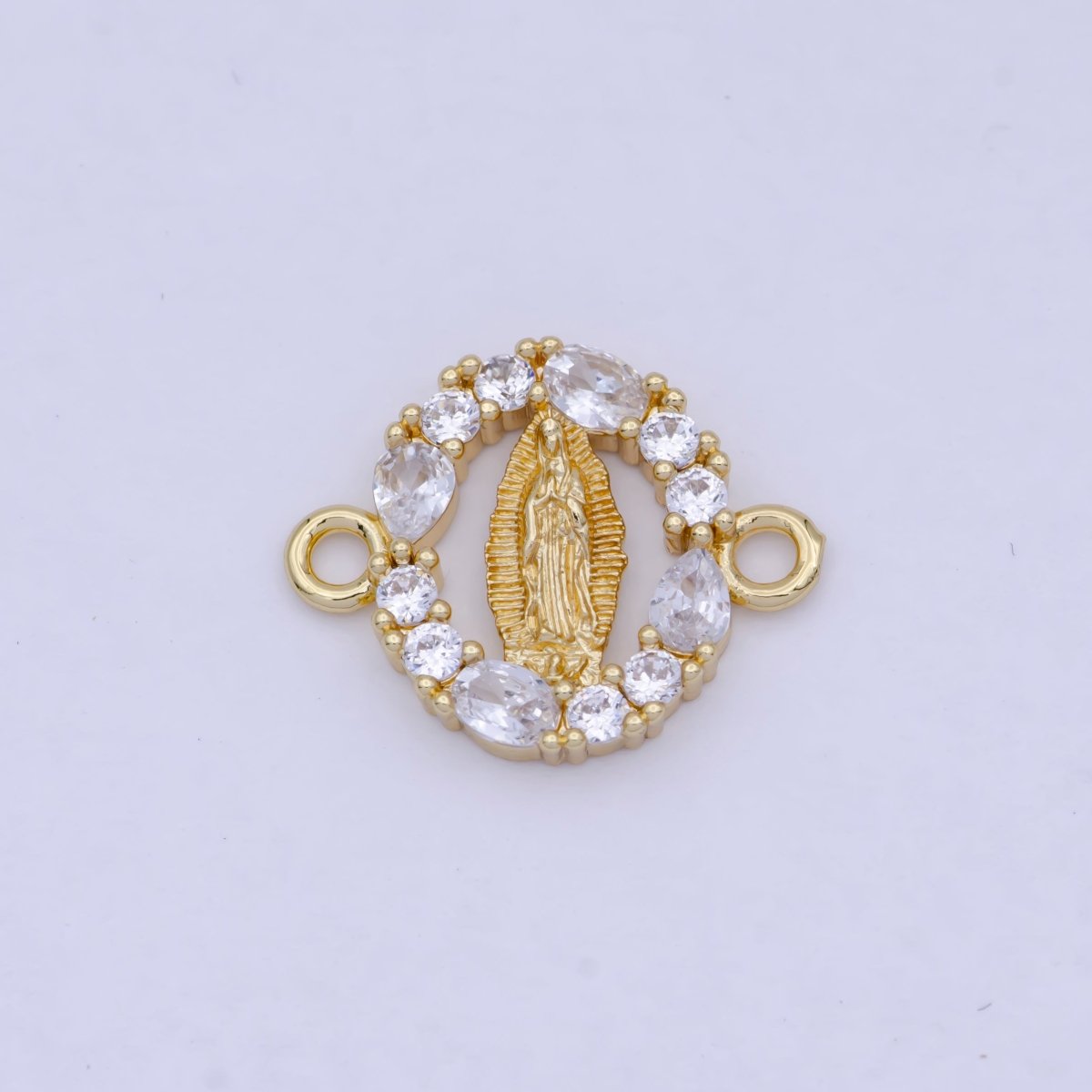 24K Gold plated Mini Lady Guadalupe Charm Connector for Bracelet Link Connector G-910 - DLUXCA