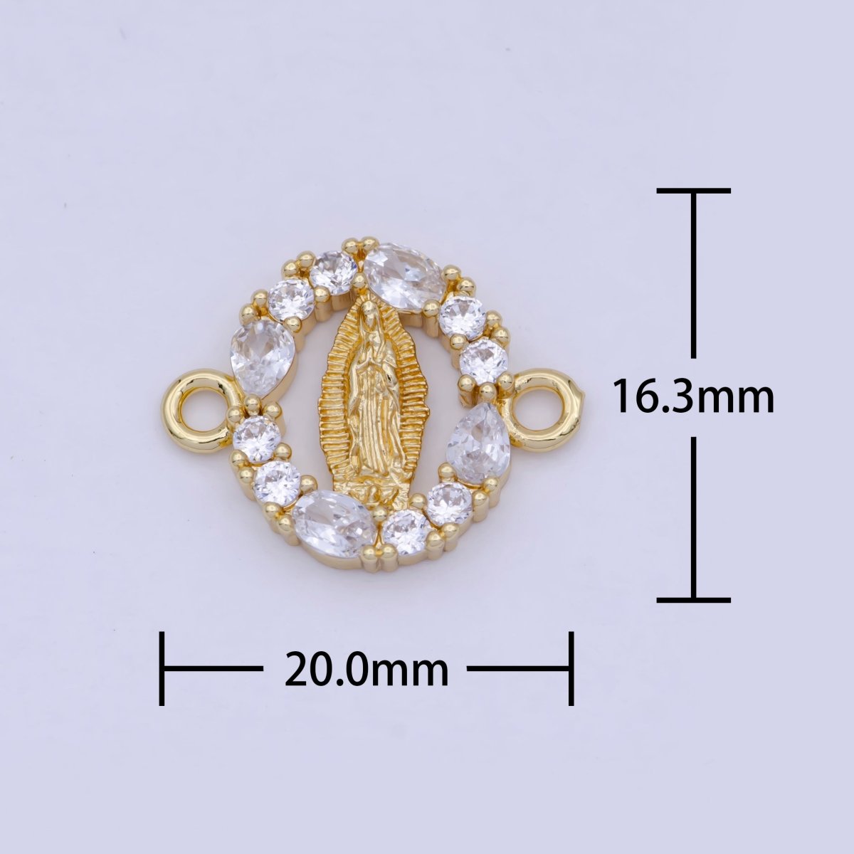 24K Gold plated Mini Lady Guadalupe Charm Connector for Bracelet Link Connector G-910 - DLUXCA