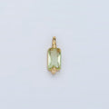 24K Gold plated Mini Light Green Baguette CZ Charm | W146 - DLUXCA