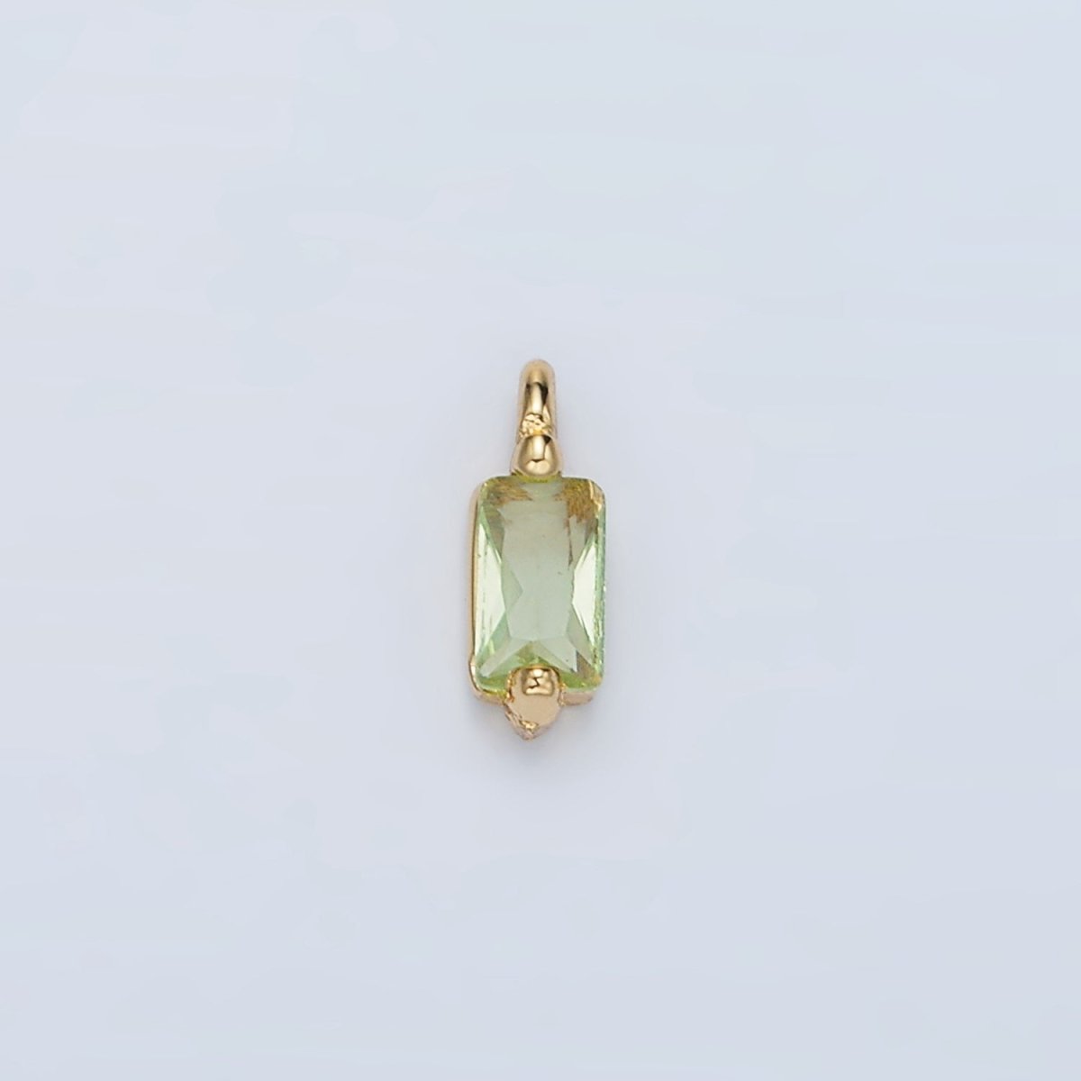 24K Gold plated Mini Light Green Baguette CZ Charm | W146 - DLUXCA
