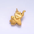 24K Gold plated Mini Origami Elephant Animal 3D Multidimensional Charm in Gold & Silver | W245 - DLUXCA