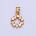 24K Gold plated Mini Round Open Celestial Star Cubic Zirconia Open Round Medallion Pendant Charm X-449 - DLUXCA