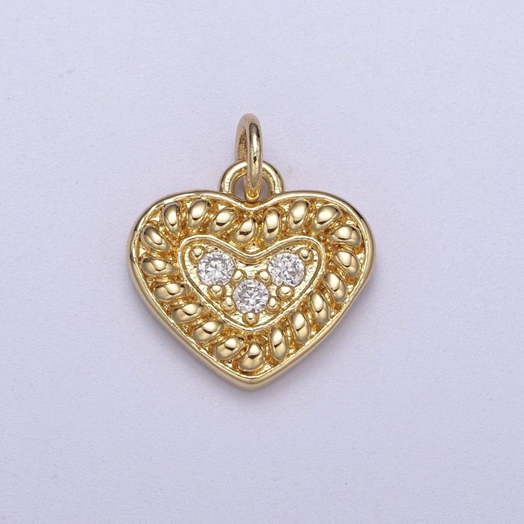 24K Gold plated Mini Textured Small Heart Charm N-307 - DLUXCA