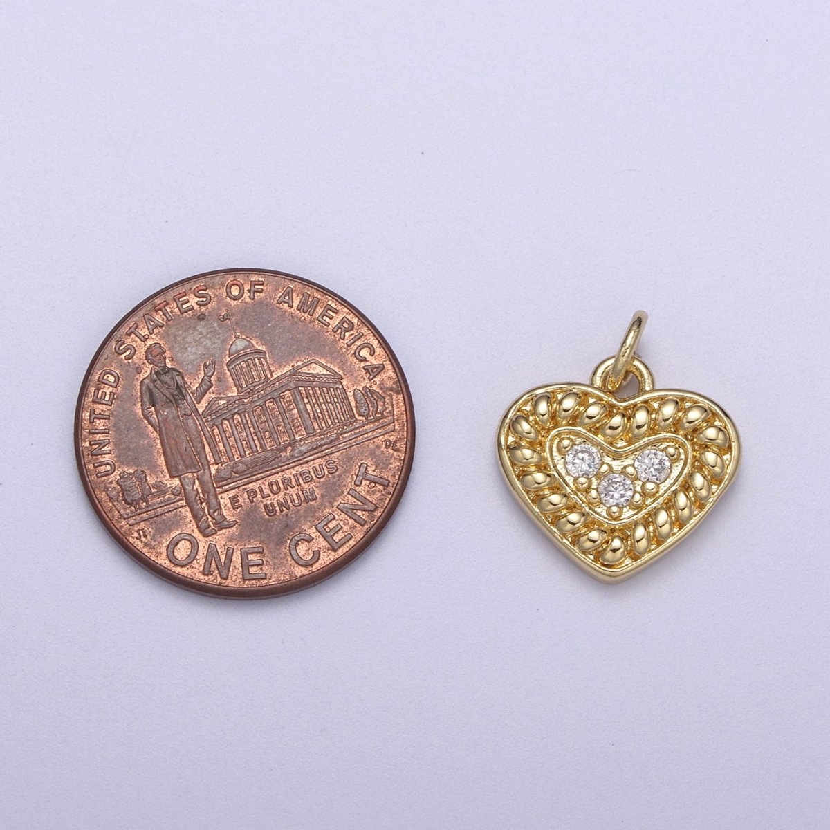 24K Gold plated Mini Textured Small Heart Charm N-307 - DLUXCA