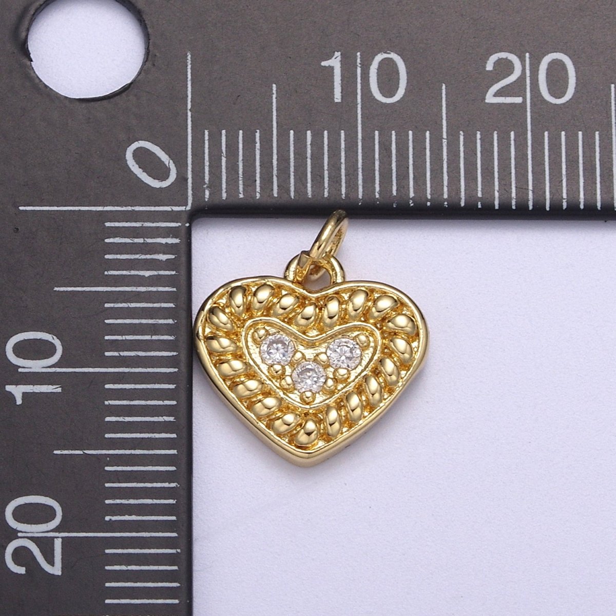 24K Gold plated Mini Textured Small Heart Charm N-307 - DLUXCA