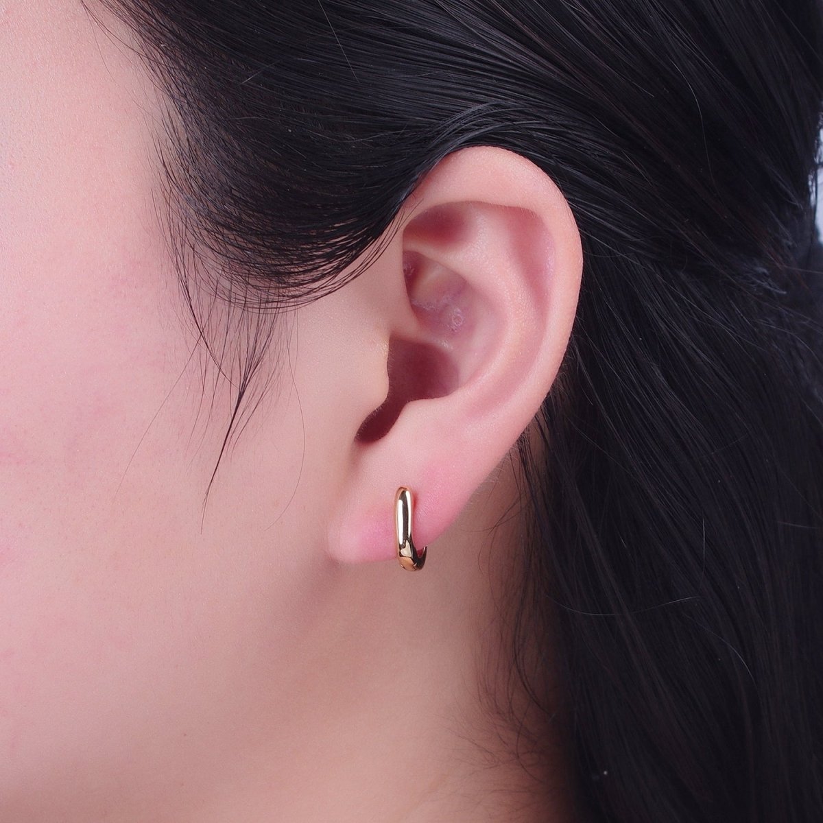24K Gold plated Mini U Shaped Huggie Hoop Earrings P-400 - DLUXCA