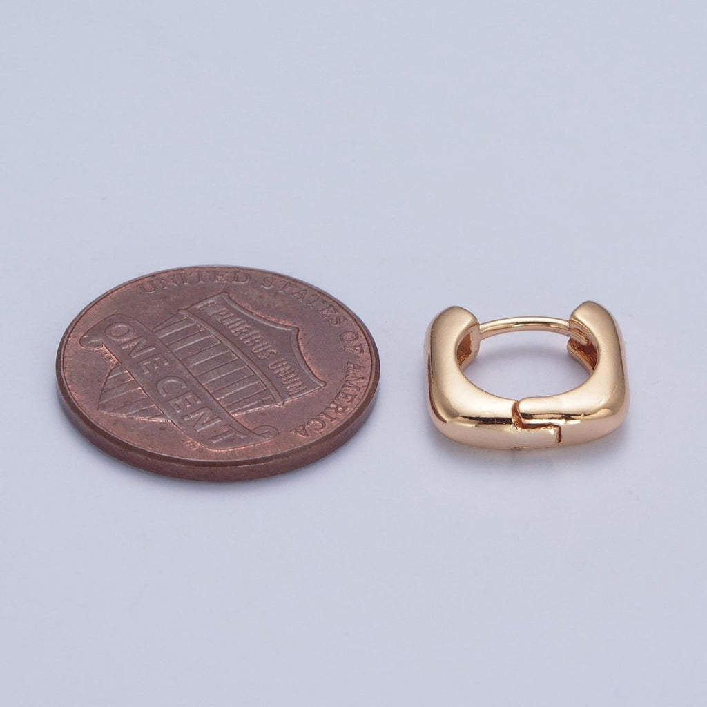 24K Gold plated Mini U Shaped Huggie Hoop Earrings P-400 - DLUXCA