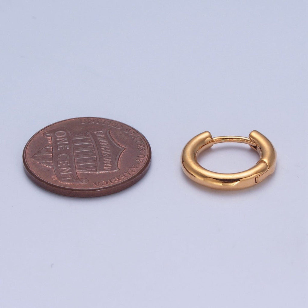 24K Gold plated Minimalist 13mm / 15mm Huggie Hoop Earrings | P-409