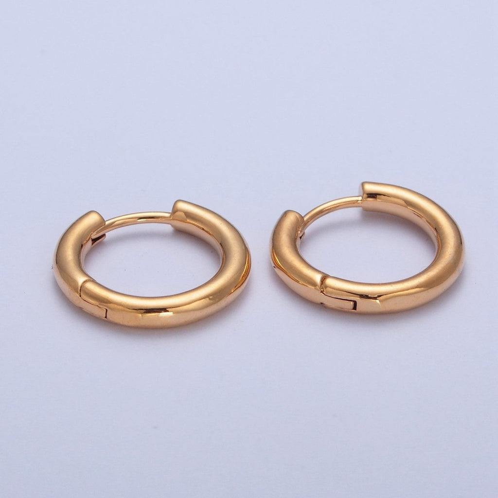 24K Gold plated Minimalist 13mm / 15mm Huggie Hoop Earrings | P-409