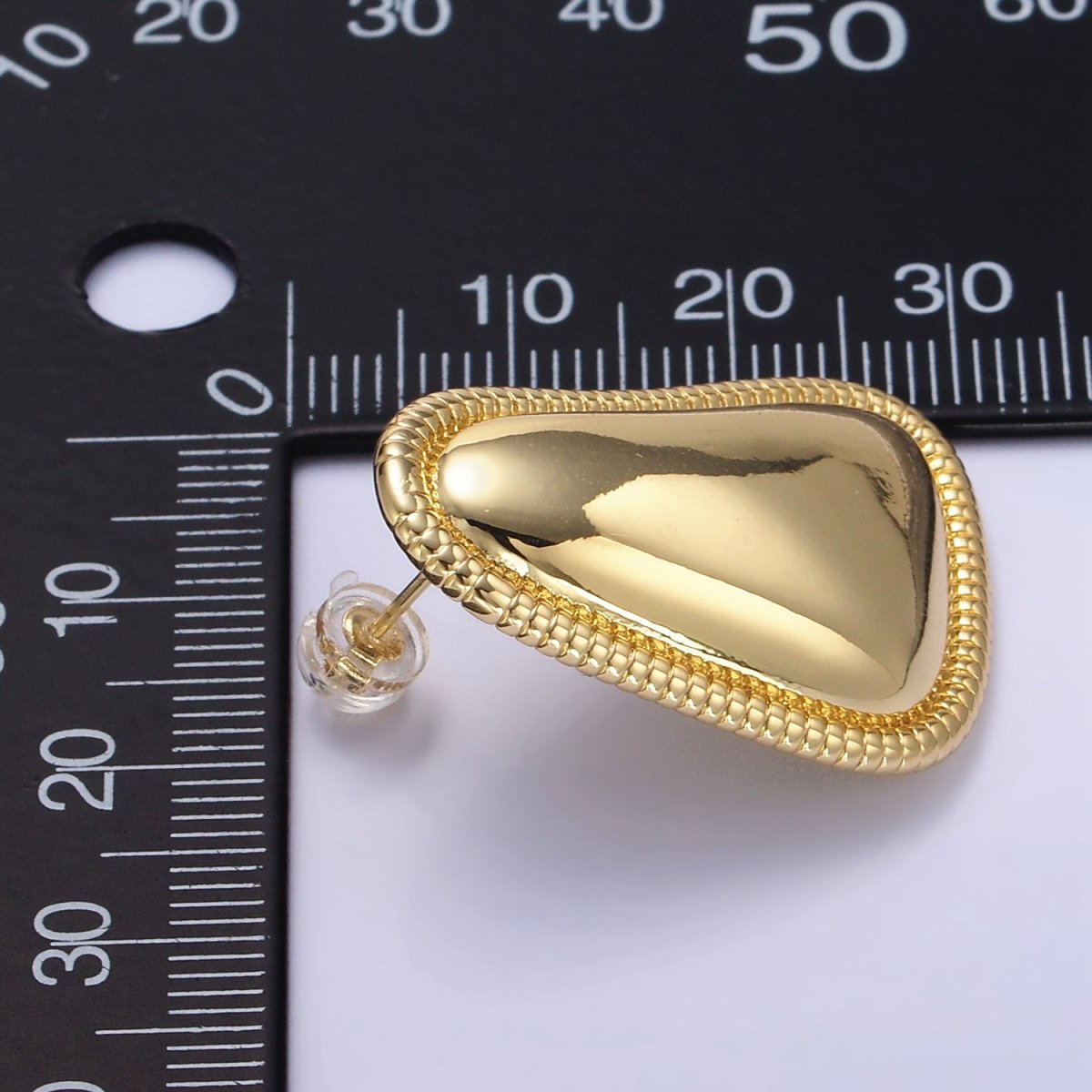 24K Gold plated Minimalist Abstract Triangle Dotted Bezel Earrings Set in Gold & Silver | P359 - DLUXCA