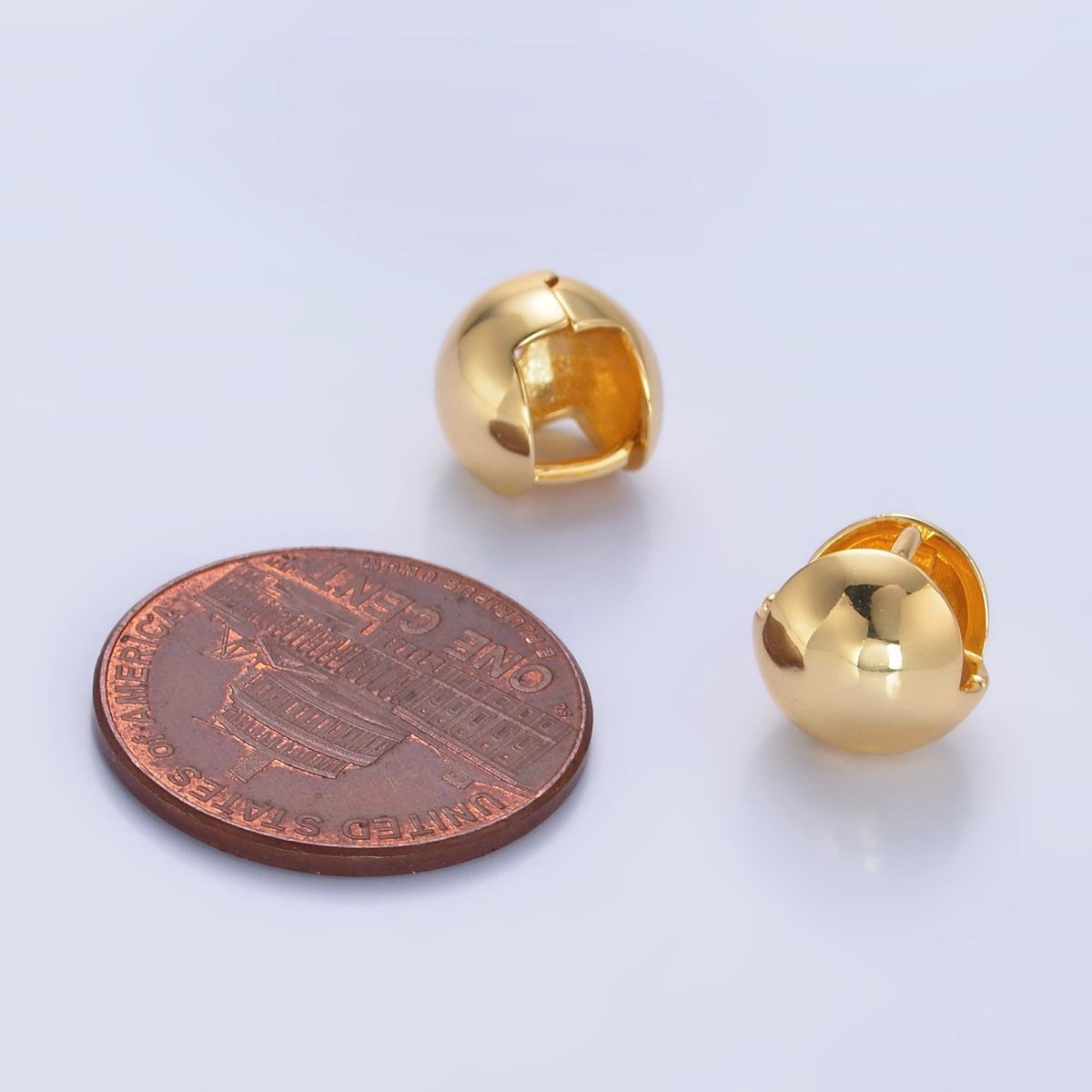 24K Gold plated Minimalist Ball Round Cartilage Huggie Earrings in Gold & Silver | AB547 AB1047 