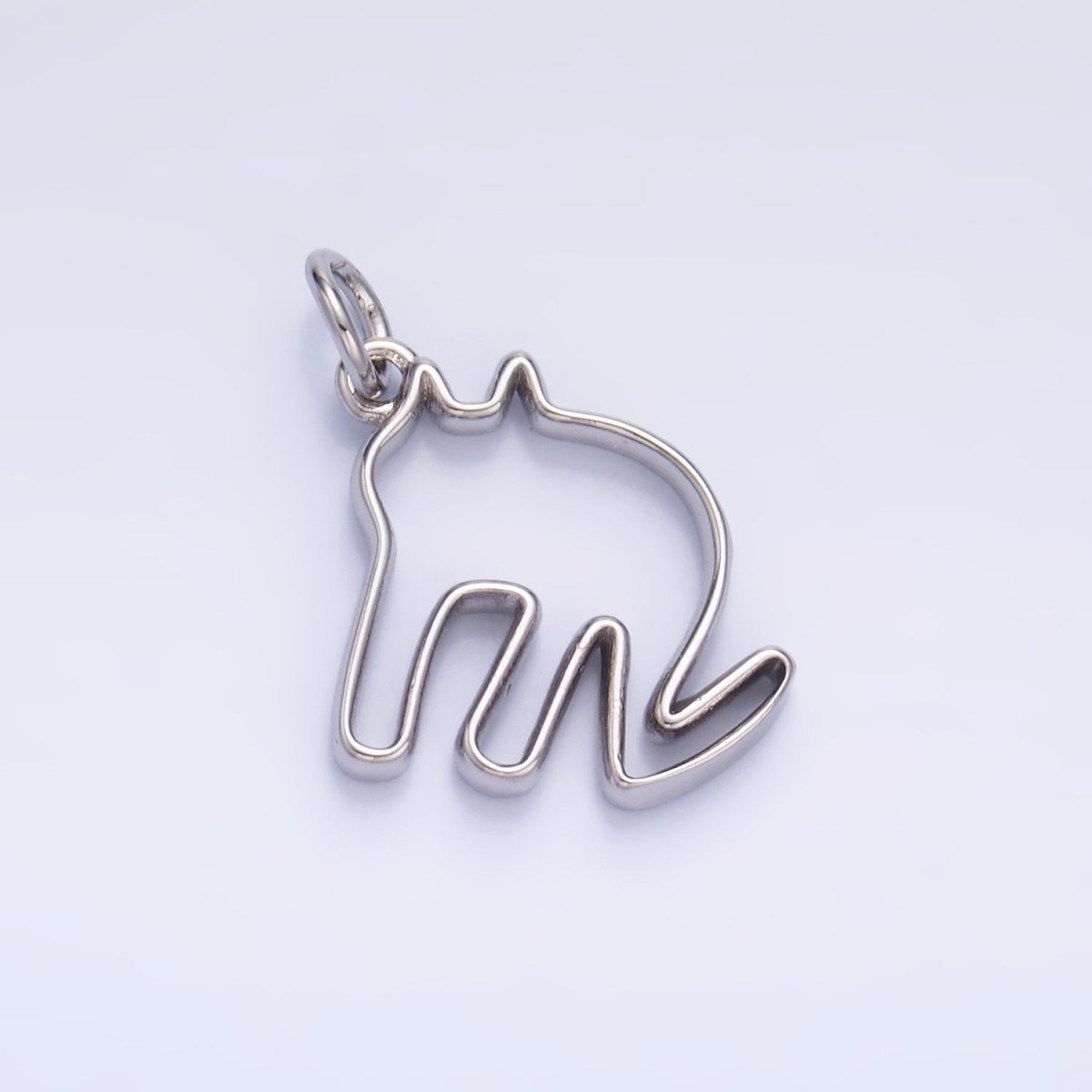 24K Gold plated Minimalist Cat Outline Charm in Gold & Silver | M622 