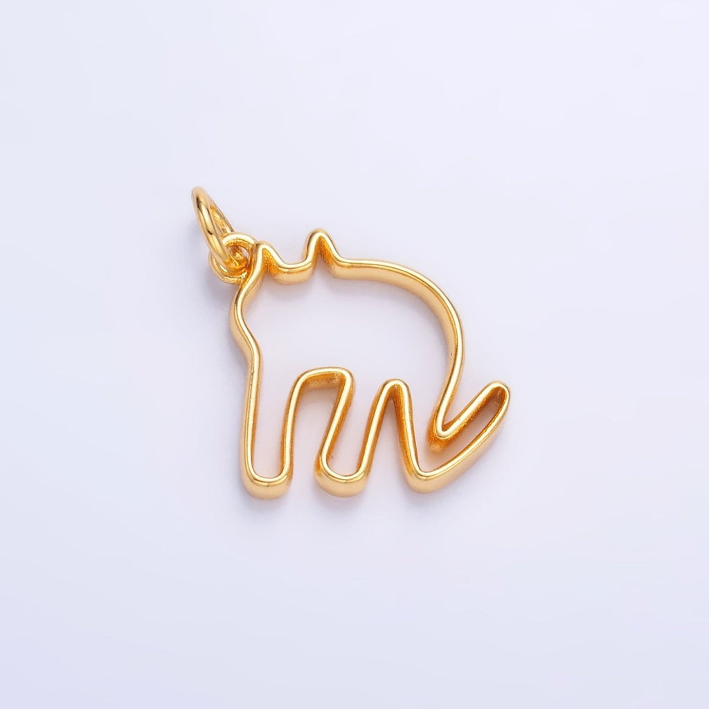 24K Gold plated Minimalist Cat Outline Charm in Gold & Silver | M622 