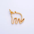 24K Gold plated Minimalist Cat Outline Charm in Gold & Silver | M622 