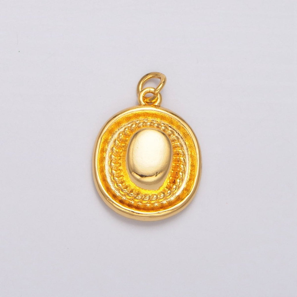 24K Gold plated Minimalist Cowboy Hat Multidimensional 3D Charm | W098 - DLUXCA