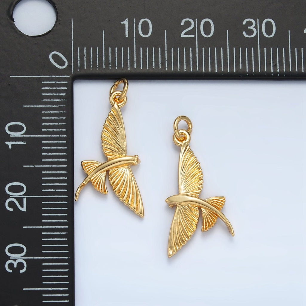 24K Gold plated Minimalist Flying Fish Pet Charm | AC130 - DLUXCA