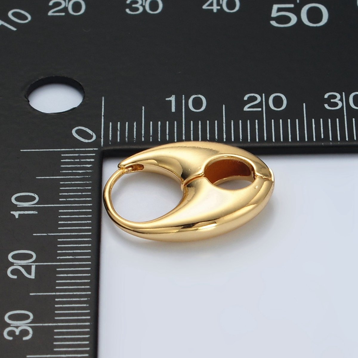 24K Gold plated Minimalist Geometric Open Dome Tab Huggie Earrings | Q487 - DLUXCA