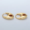 24K Gold plated Minimalist Geometric Open Dome Tab Huggie Earrings | Q487 - DLUXCA