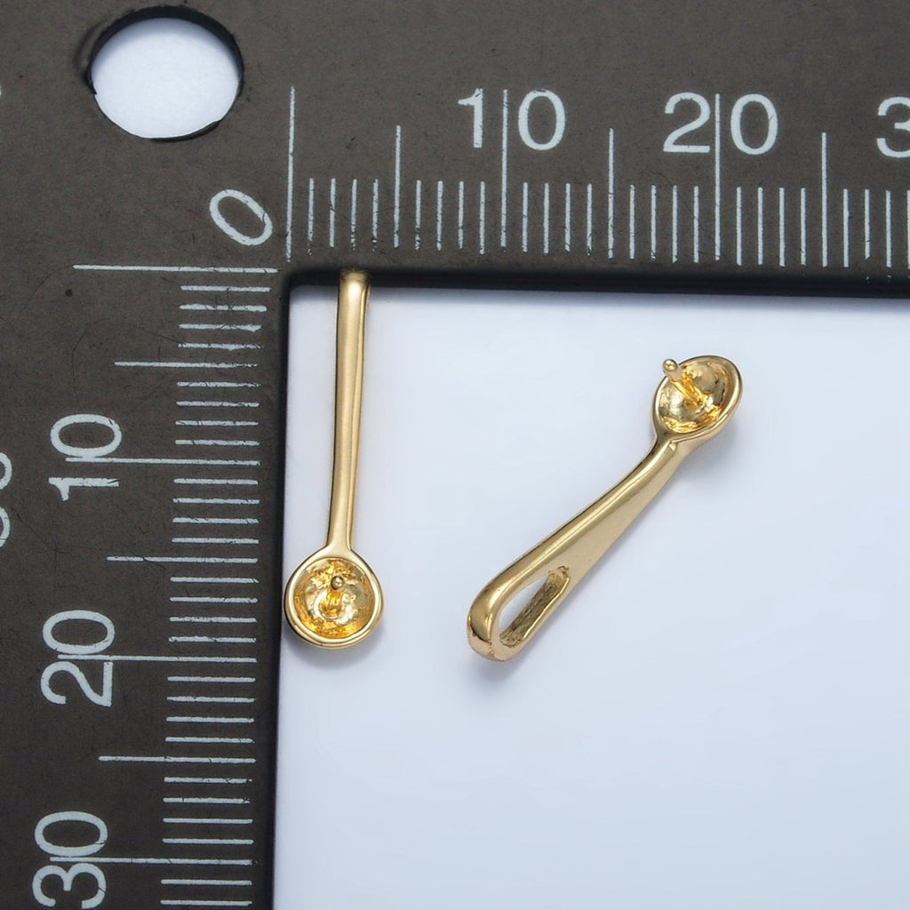 24K Gold plated Minimalist Needle Drill Drop Bail Findings | Z571 - DLUXCA