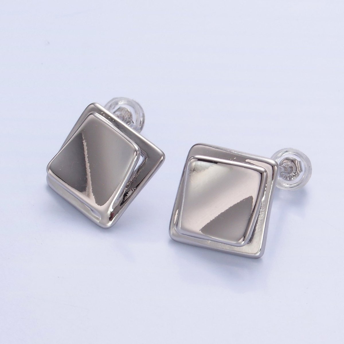 24K Gold plated Minimalist Rhombus Stud Earrings in Gold & Silver | Q463 Q451 