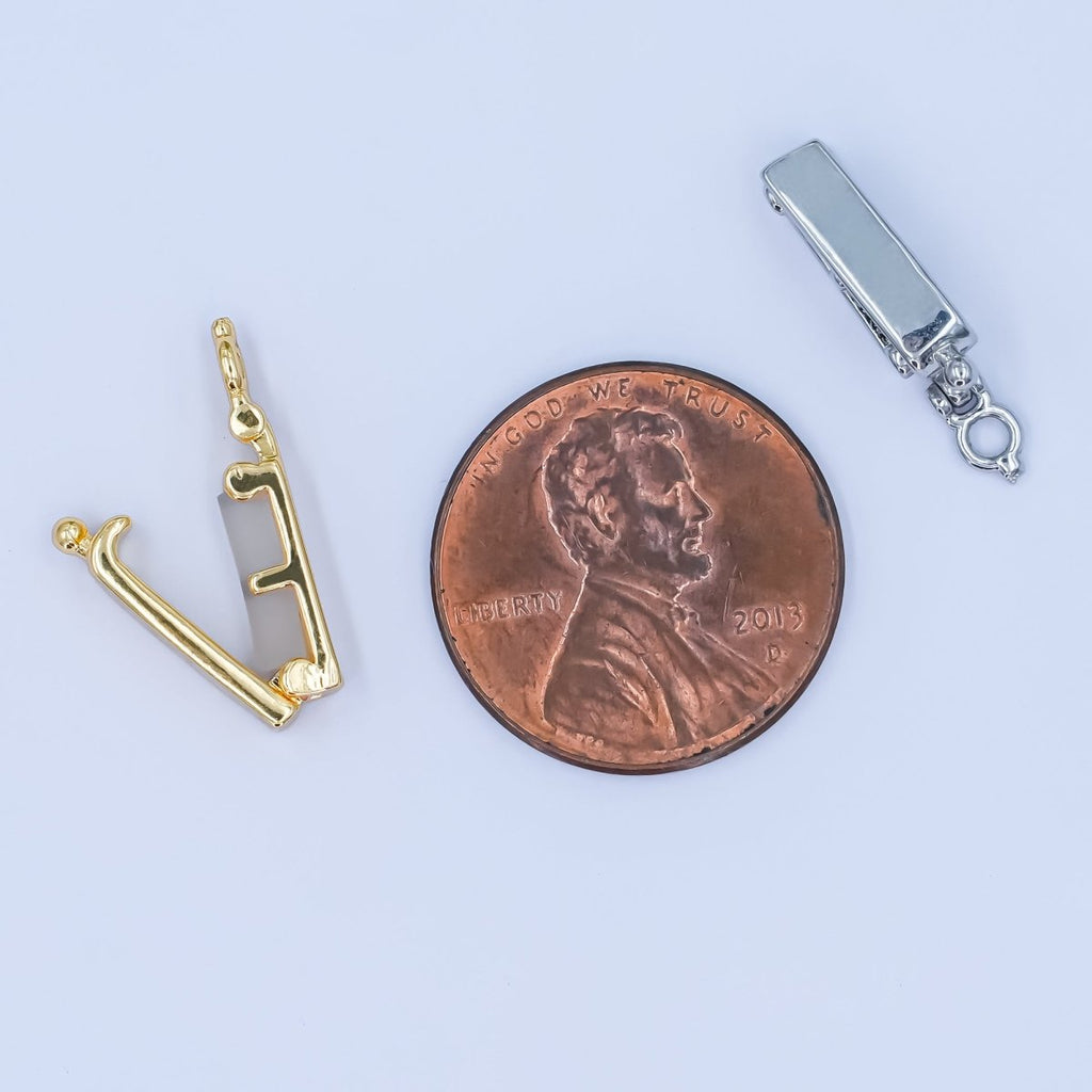 24K Gold plated Minimalist Snap Rectangular Bail Finding in Gold & Silver | Z1086 - DLUXCA