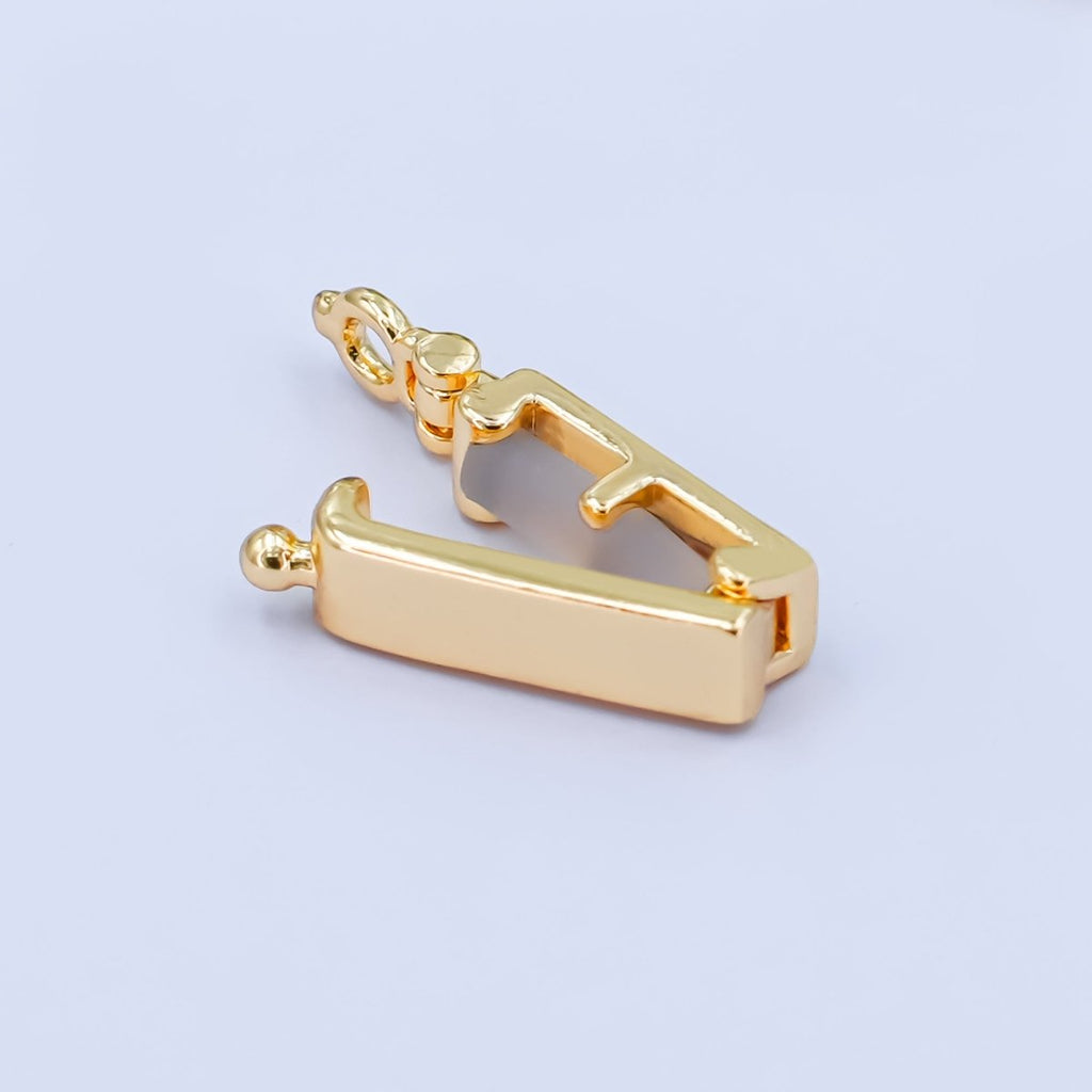 24K Gold plated Minimalist Snap Rectangular Bail Finding in Gold & Silver | Z1086 - DLUXCA