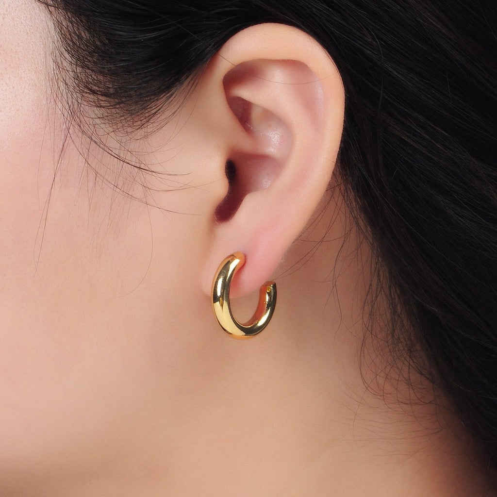 24K Gold plated Minimalist Tube Hoop Earrings | AD - 643 - DLUXCA