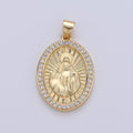 24K Gold plated Miraculous Lady Pendant Delicate Micro Pave Charm Necklace for Religious Jewelry Pendant I-646 - DLUXCA