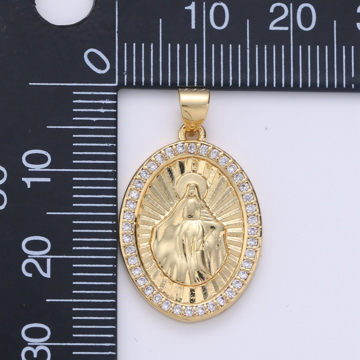 24K Gold plated Miraculous Lady Pendant Delicate Micro Pave Charm Necklace for Religious Jewelry Pendant I-646 - DLUXCA