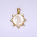 24K Gold plated Miraculous Mary Celestial Sun CZ Shell Pearl Pendant | AA057 - DLUXCA