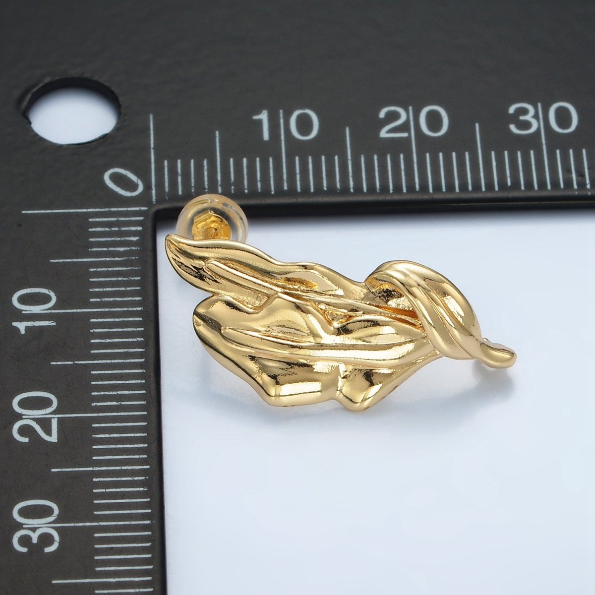 24K Gold plated Molten Abstract Open Loop Drop Stud Earrings Findings | Z938 - DLUXCA