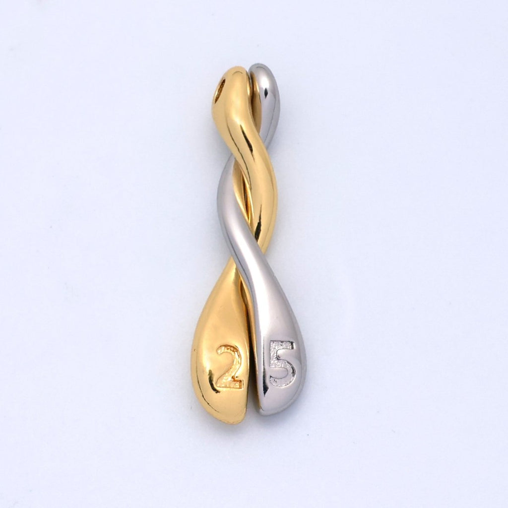 24K Gold plated Molten Drip Twirl Mixed Metal Charm Set | C875 