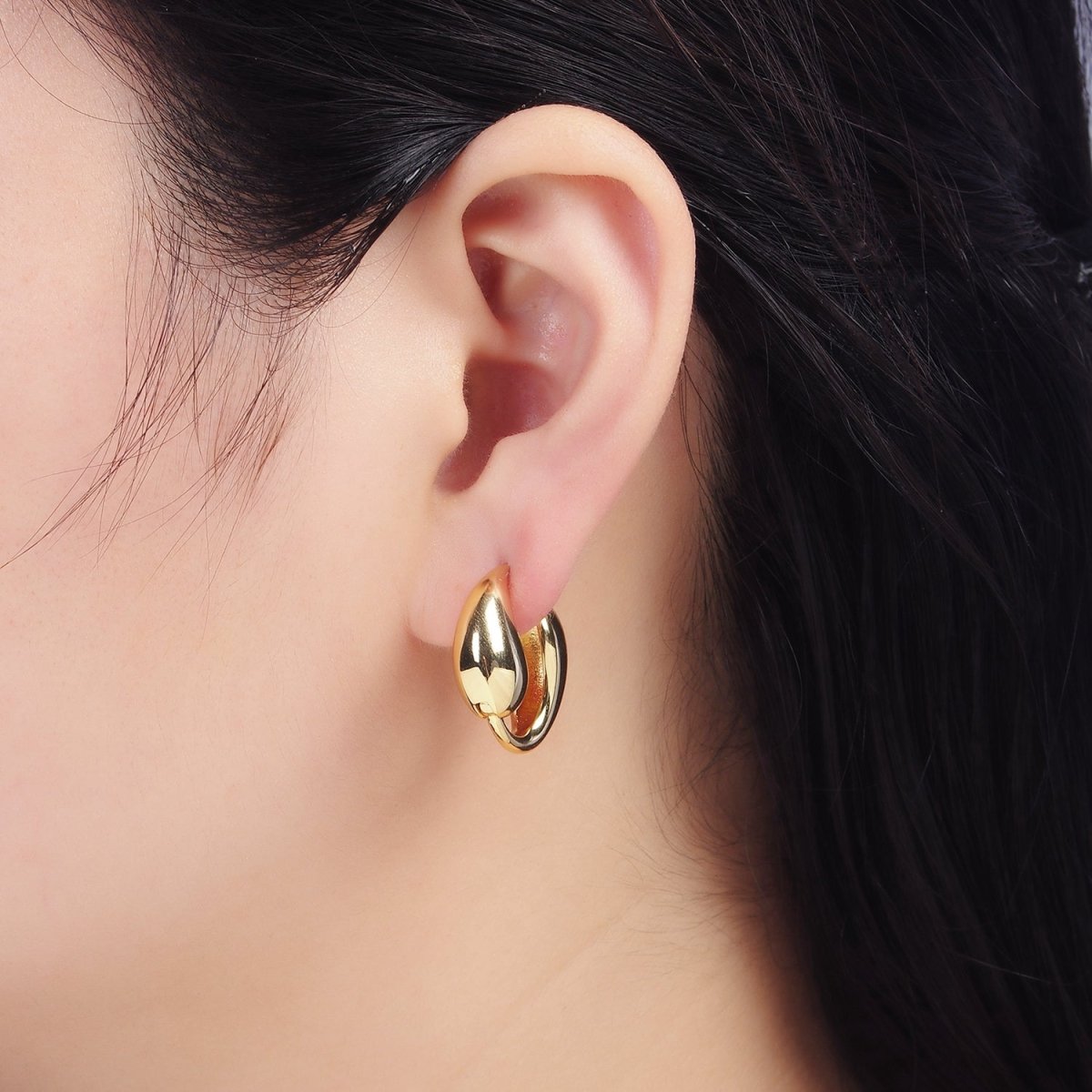 24K Gold plated Molten Drop Hoop Earrings | Q104 - DLUXCA