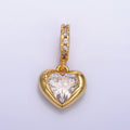 24K Gold plated Molten Heart Clear CZ Micro Paved Bail Pendant | W272 - DLUXCA