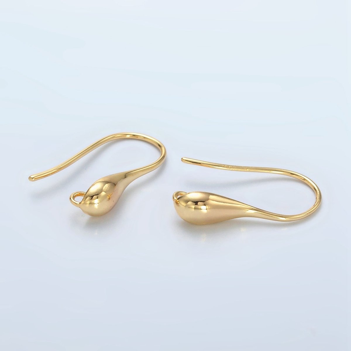 24K Gold plated Molten Minimalist Teardrop French Hook Open Loop Drop Earrings Findings | Z1004 - DLUXCA