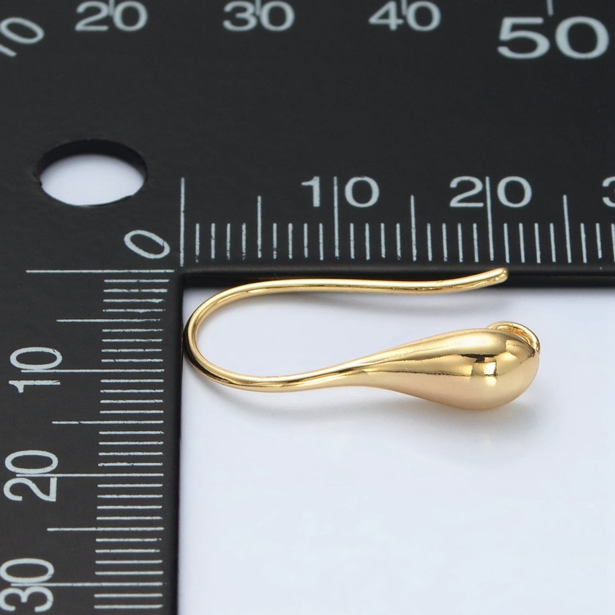 24K Gold plated Molten Minimalist Teardrop French Hook Open Loop Drop Earrings Findings | Z1004 - DLUXCA