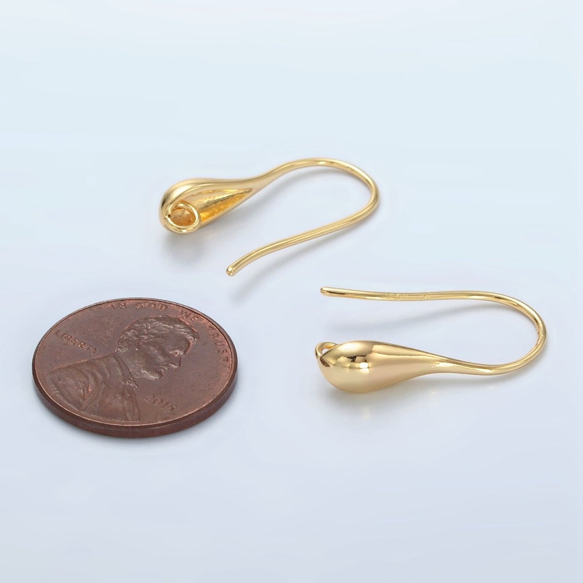 24K Gold plated Molten Minimalist Teardrop French Hook Open Loop Drop Earrings Findings | Z1004 - DLUXCA