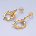 24K Gold plated Molten Open Round Drop Stud Earrings Findings | Z1003 - DLUXCA