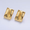 24K Gold plated Molten Rectangular Stud Earrings in Gold & Silver | AB794 AB795 - DLUXCA