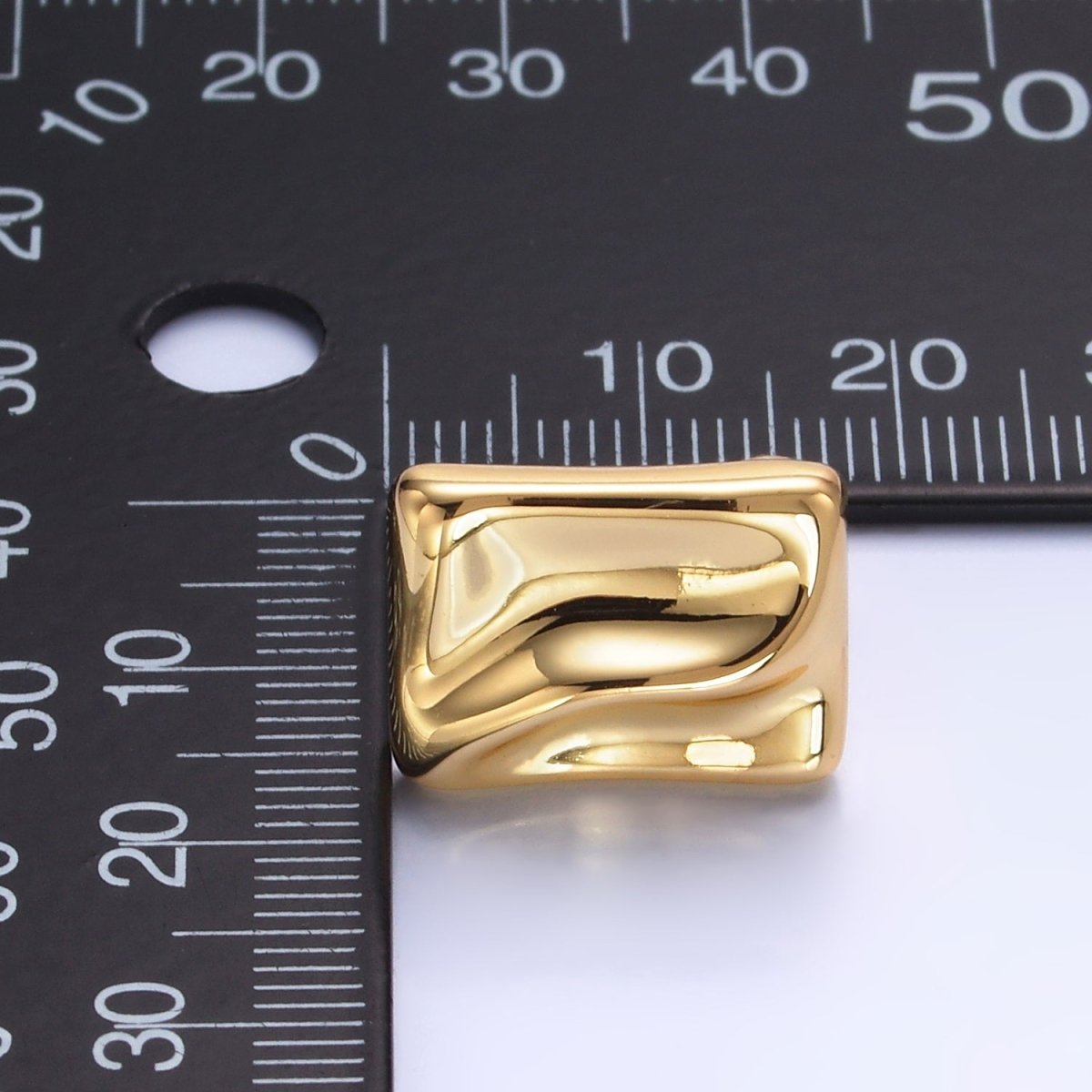24K Gold plated Molten Rectangular Stud Earrings in Gold & Silver | AB794 AB795 - DLUXCA