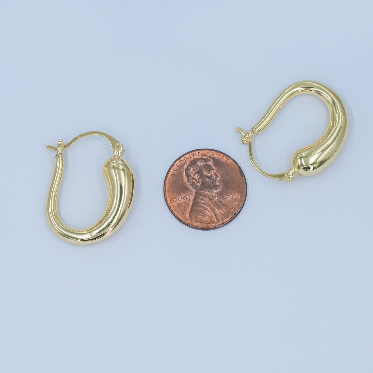 24K Gold plated Molten U - Shaped Latch Hoop Earrings | AD1207 - DLUXCA
