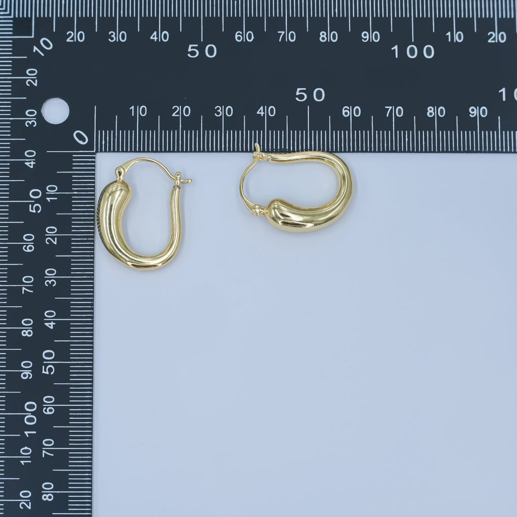 24K Gold plated Molten U - Shaped Latch Hoop Earrings | AD1207 - DLUXCA