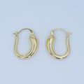 24K Gold plated Molten U - Shaped Latch Hoop Earrings | AD1207 - DLUXCA