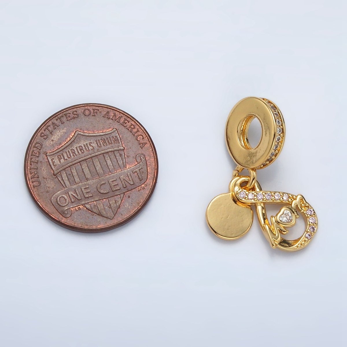 24K Gold plated "MOM" Infinity Micro Paced CZ Rhondelle Bail Double Drop Pendant | AC093 - DLUXCA