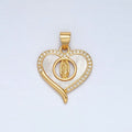 24K Gold plated Mother Mary Shell Pearl Micro Paved CZ Open Heart Pendant | AH182 - DLUXCA