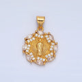 24K Gold plated Mother Mary Sunburst Micro Paved Marquise CZ Pendant | AA899 - DLUXCA