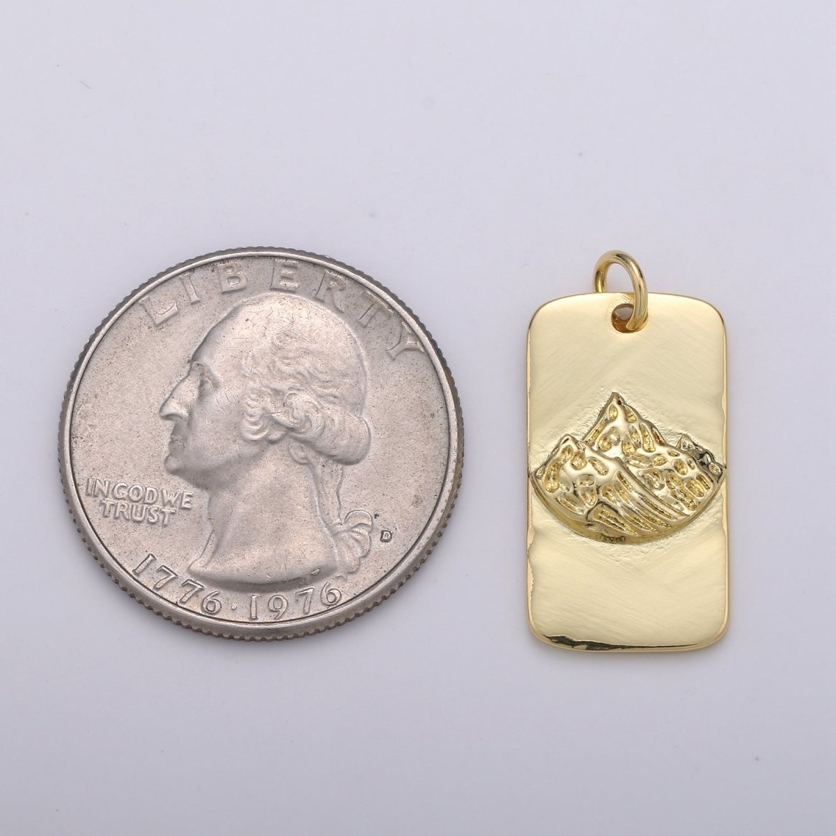 24K Gold plated Mountain Rectangle Charm E-009 - DLUXCA